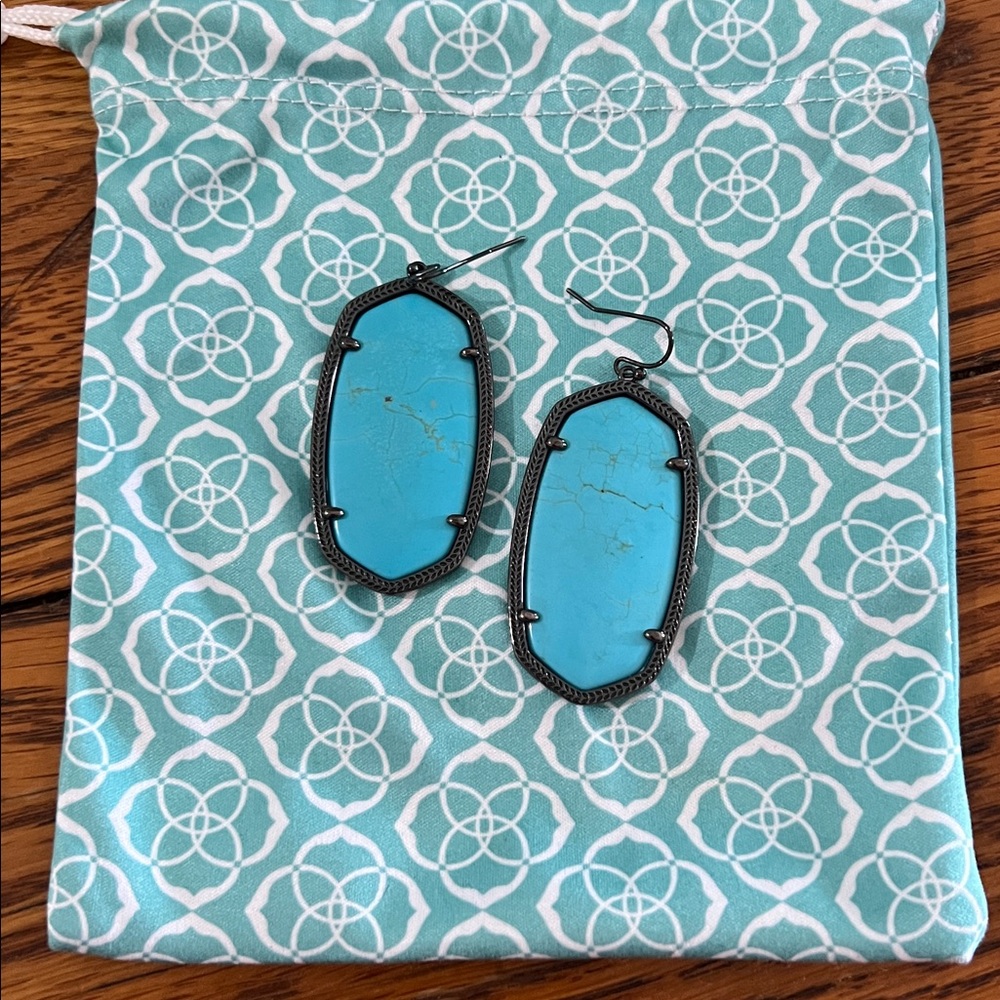 Kendra Scott Elle Drop Earrings - Turquoise + Gunmetal